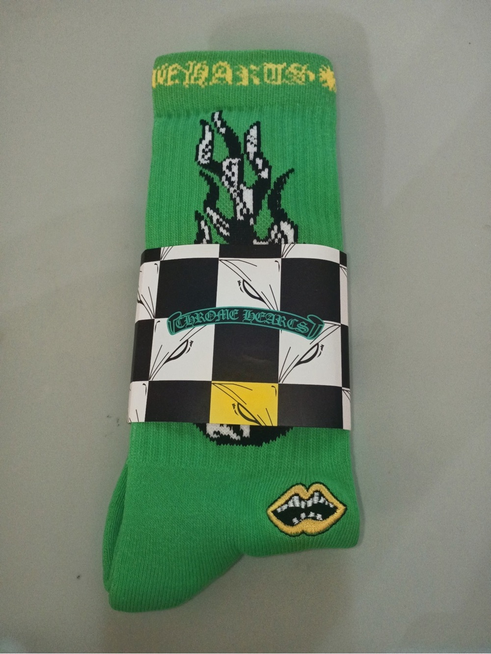 Green Graphic Crew Socks